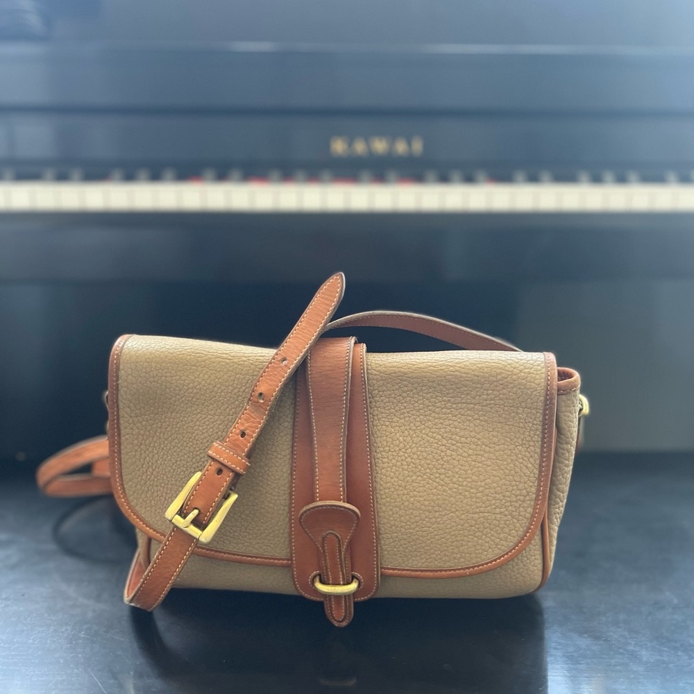 Dooney & Bourke Tan and Brown Crossbody Bag with Gold Hardware